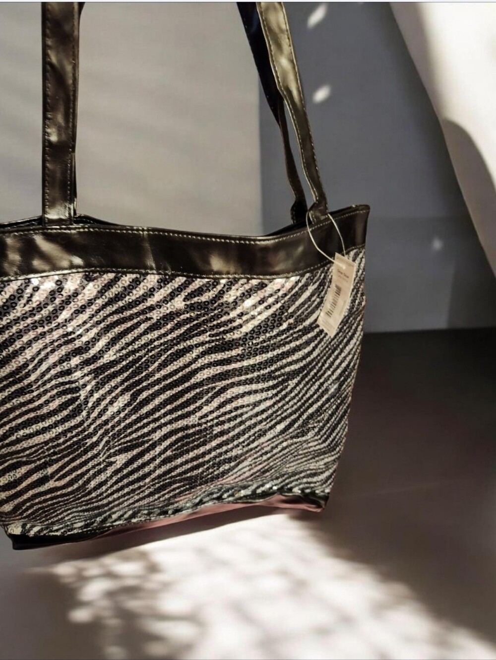 Black & White Zebra Sequin Tote Bag■ NWT
